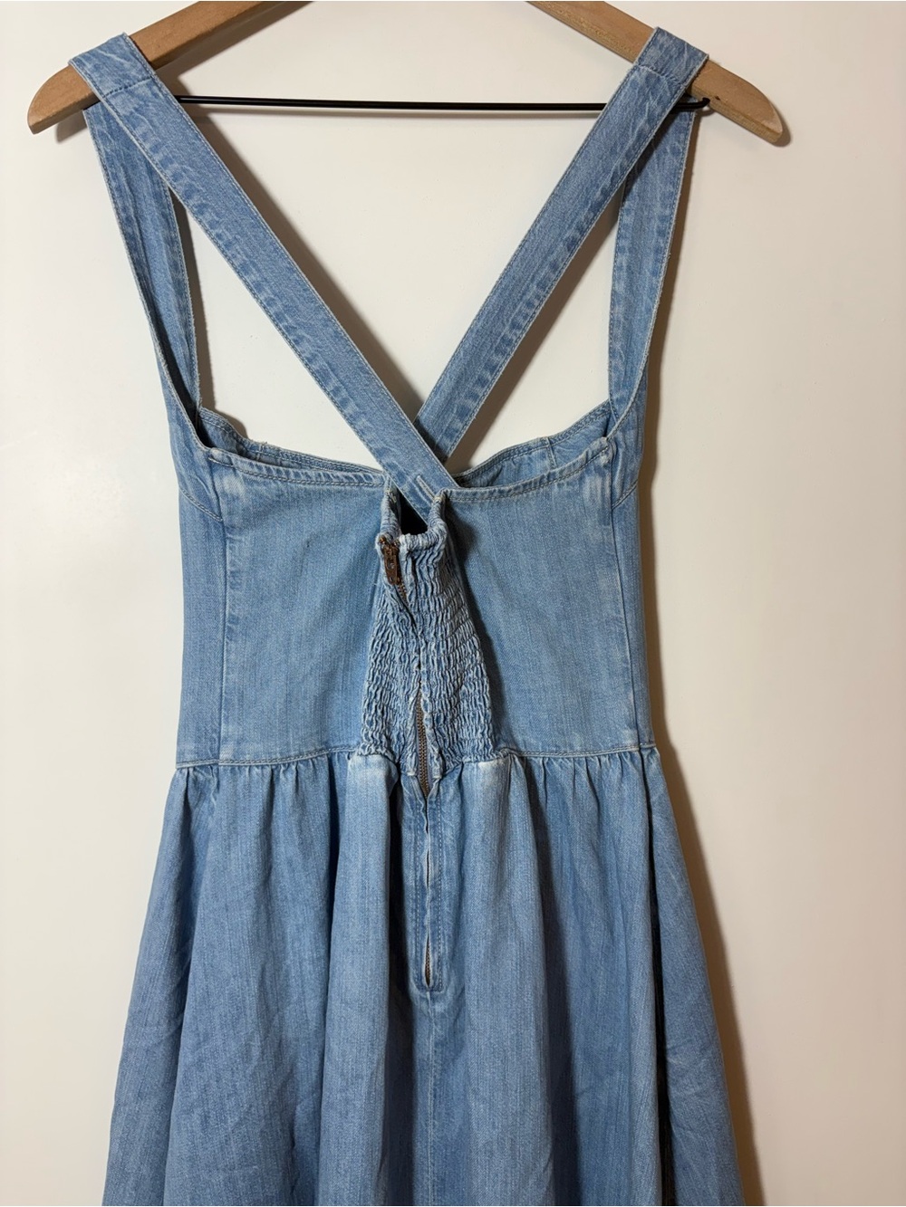 Reformation Diana Embroidered Floral Denim Midi Dress Sz 4 - Picture 5 of 9